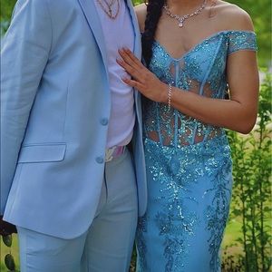 Jovani 06369 Beaded Off Shoulder Embellished Mermaid Gown